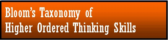 Blooms Taxonomy of Higher Ordered Thinking Skills